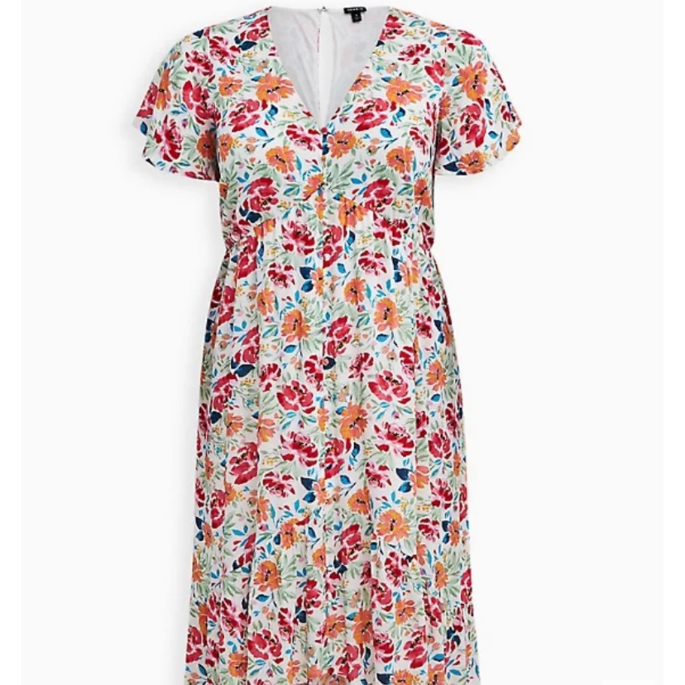 NWT Torrid IVORY FLORAL GAUZE BUTTON FRONT DRESS